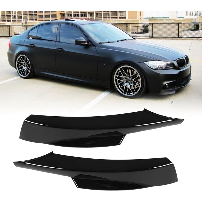 Lames avant pour pare-chocs, ABS noir brillant, pour BMW E90 M Sport LCI Sedan 2009-2012 (Lot de 2)
