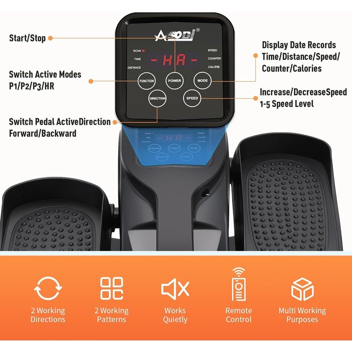 Vélo Elliptique Motorisé Sous Bureau avec Télécommande - Exercice Sédentaire, Portable, Silencieux - Idéal Seniors et Adultes