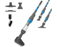 Aspirateur de piscine sans fil, Nettoyeur de piscine sans fil 3-en-1, avec manche télescopique, manuel pour piscines et spas, autonomie 90 min, Gris