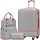 Ensemble Voyage 3 Pcs ABS Gris/Rose - Valise, Sac, Trousse - Jusqu'à -30%