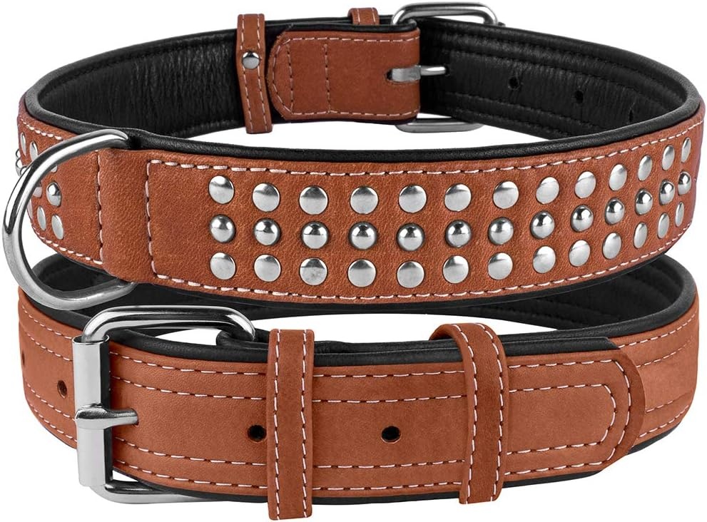 Laisse en Cuir pour Chien avec Clous - Marron/Noir - Jusqu'à 30% de réduction