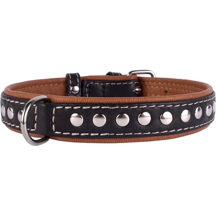 Collier clouté en cuir Noir/Brun pour chien - Jusqu'à 30% de réduction !