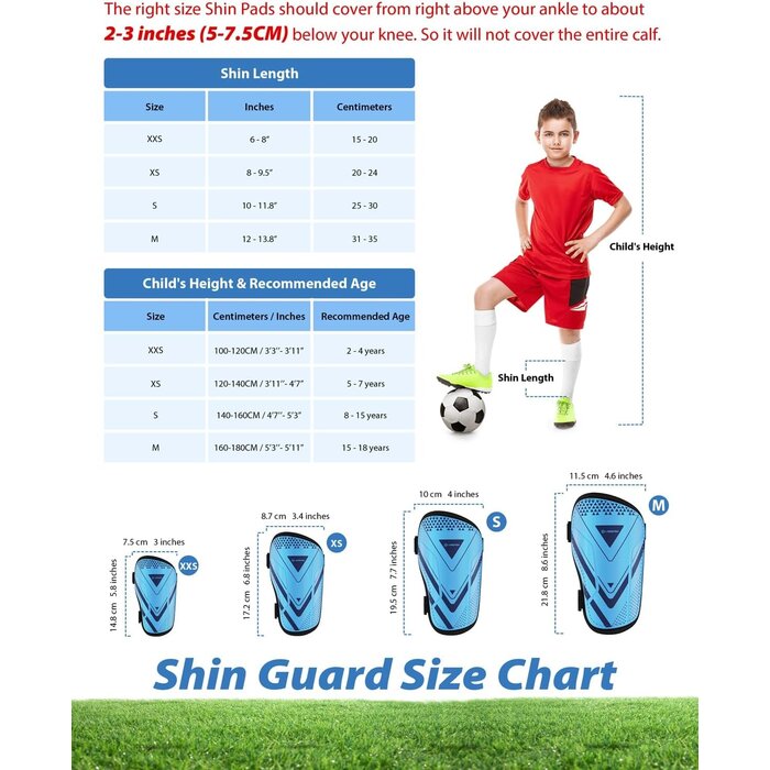 Protège-tibias de football pour enfants avec protection de cheville - Certifié CE