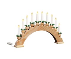 Arche de Noël Lumineuse avec 10 Bougies LED - Bois de Pin Massif - Marron - 47 x 5 x 29 cm