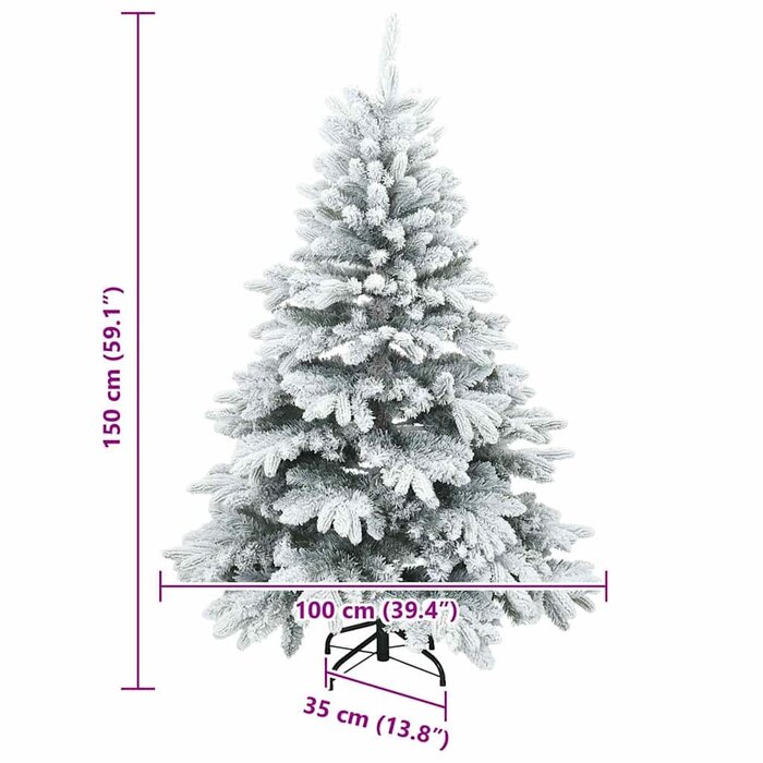 Sapin de Noël Artificiel avec 150 LEDs & Pied Vert 150 cm PE & PVC - Article Outlet