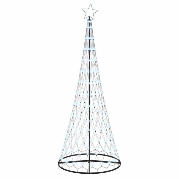 Sapin de Noël LED vidaXL, 290 LED Blanc Froid, 100x100x250cm, Métal