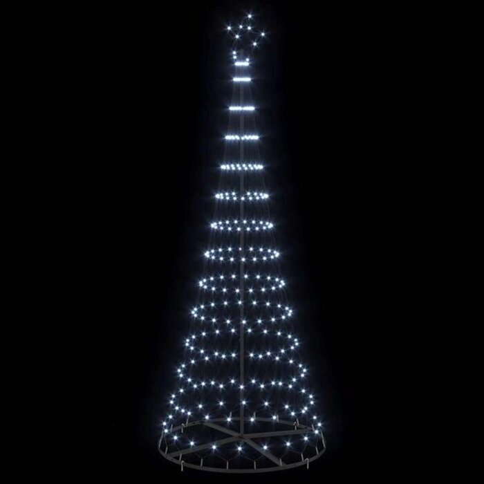 Sapin de Noël LED vidaXL, 290 LED Blanc Froid, 100x100x250cm, Métal