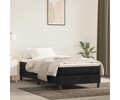 Boxspring Velours Noir 100x200 cm avec matelas - Jusqu'à 30% de réduction !