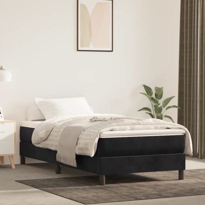 Boxspring avec matelas, Velours Noir, 100x200 cm