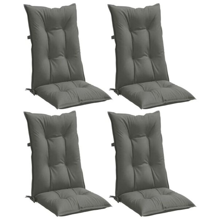 Lot de 4 coussins de chaise haute 120x50x7 cm Tissu Gris Foncé Mélangé
