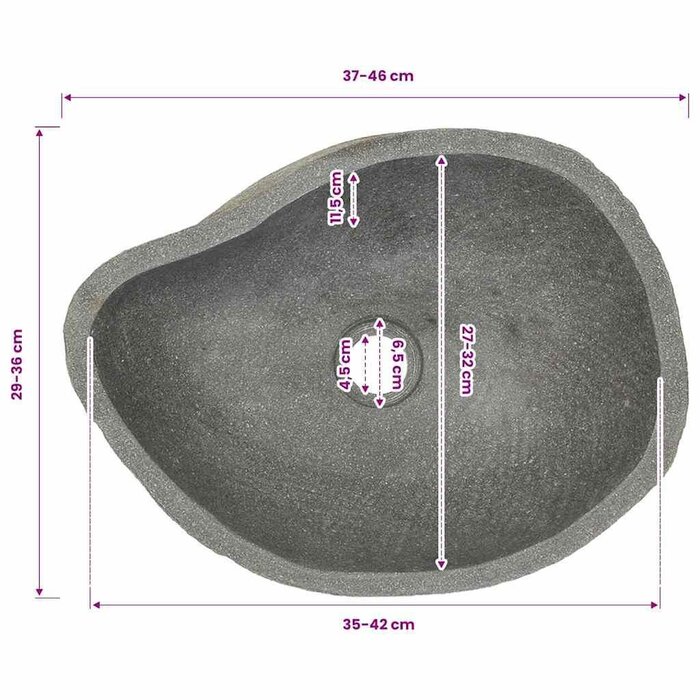 Lavis de Rivière Ovale en Pierre Naturelle (37-46)x(29-36) cm - Élégance Unique pour Votre Salle de Bain