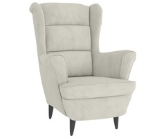 Fauteuil en velours blanc crème, 74 x 84 x 100 cm (L x P x H), en velours et multiplex