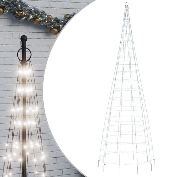 Arbre de Noël LED 300cm Blanc Froid pour mât drapeau - Jusqu'à 35% de remise!