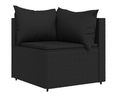 Canapé d'angle de jardin noir avec coussins - Offre outlet jusqu'à 30% !