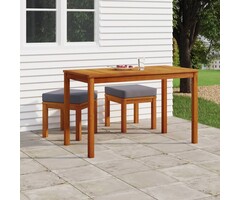 Ensemble de jardin 6 pièces avec coussins, Bois d'acacia massif