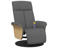 Fauteuil de massage inclinable et rotatif, tissu gris foncé