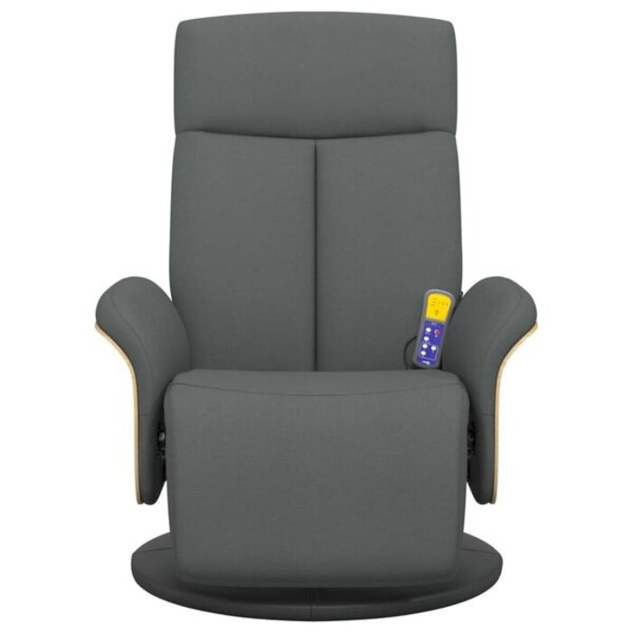 Fauteuil de massage inclinable et rotatif, tissu gris foncé