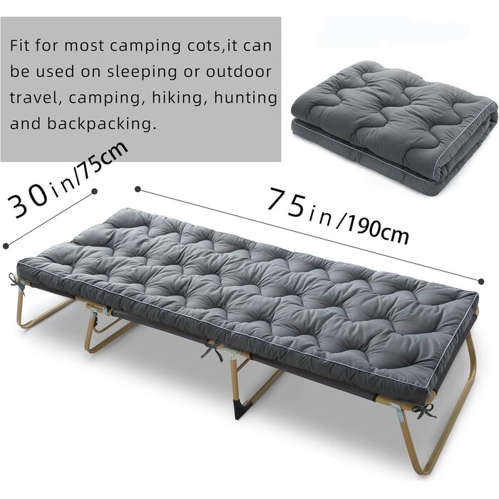 Matelas de couchage épais 190x75 cm - Gris, confort garanti jusqu'à -35% !