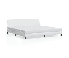 Cadre de lit avec tête de lit similicuir blanc 200x200 cm - Jusqu'à 35% de réduction