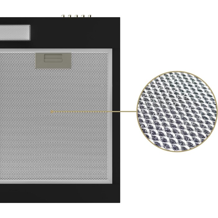 Hotte de cuisine sous-meuble 60 cm noire - Évacuation/Recirculation | Jusqu'à -35%