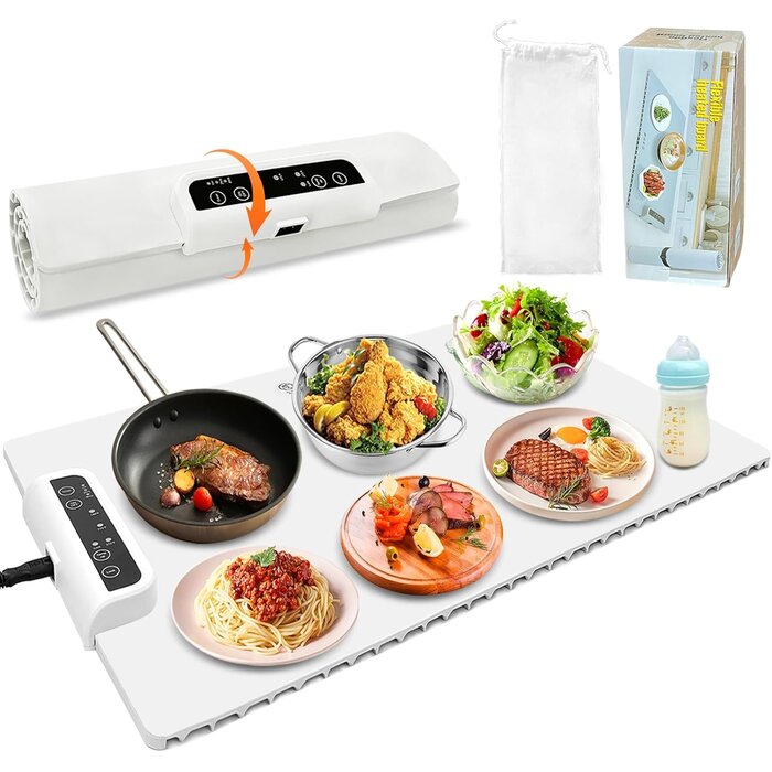 Chauffe-plat pliable silicone, thermostat & minuterie - Jusqu'à 35% de réduction !