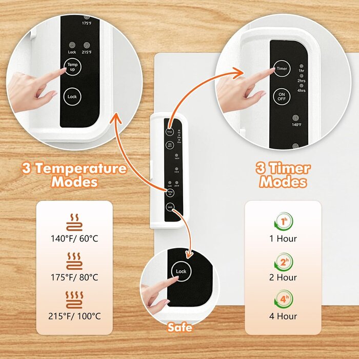 Chauffe-plat pliable silicone, thermostat & minuterie - Jusqu'à 35% de réduction !