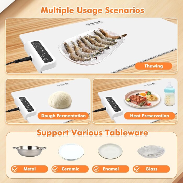 Chauffe-plat pliable silicone, thermostat & minuterie - Jusqu'à 35% de réduction !