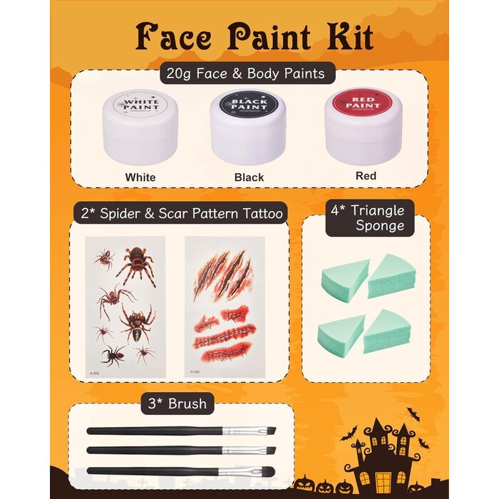 Kit Maquillage & Peinture Corporelle 3 Couleurs Enfants/Adultes - Jusqu'à 35% de réduction