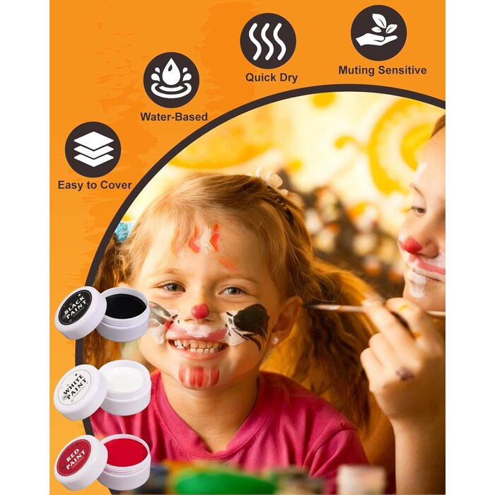 Kit Maquillage & Peinture Corporelle 3 Couleurs Enfants/Adultes - Jusqu'à 35% de réduction