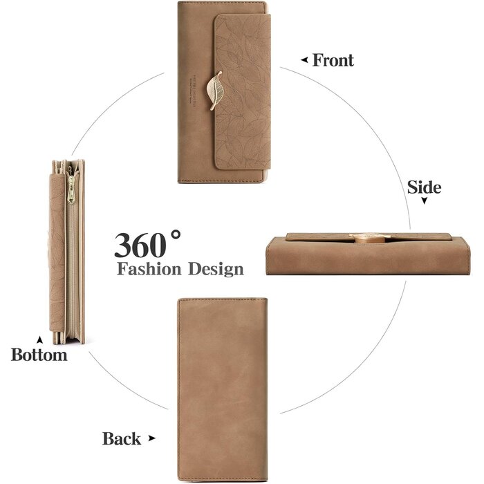 Grand portefeuille en cuir femme, porte-cartes & zip - Jusqu'à 35% de réduction !