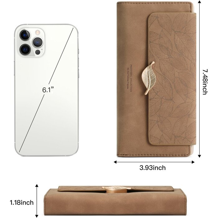 Grand portefeuille en cuir femme, porte-cartes & zip - Jusqu'à 35% de réduction !