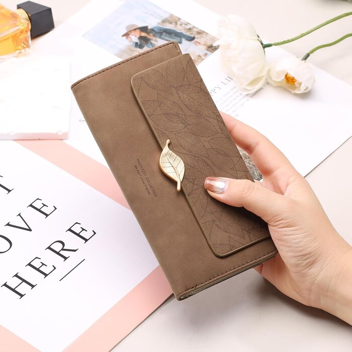 Grand portefeuille en cuir femme, porte-cartes & zip - Jusqu'à 35% de réduction !