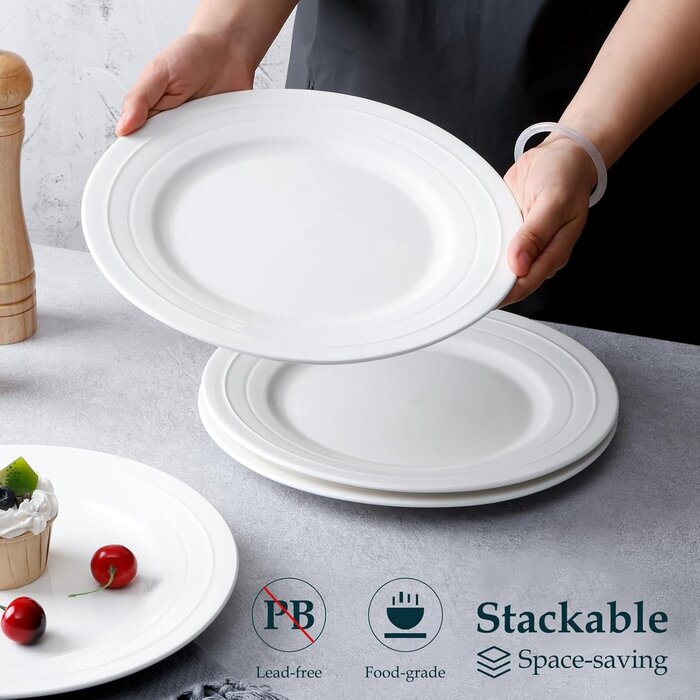 Lot d'assiettes plates céramique blanches 27,3 cm - Jusqu'à 35.0% de réduction !