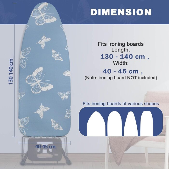 Housse de planche à repasser Papillon, thermorésistante - Outlet : jusqu'à -35% !
