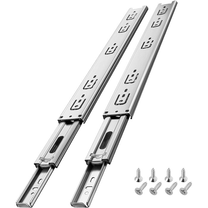 Glissières de tiroir noires 350mm à fermeture douce, extension totale - Jusqu'à 35% !