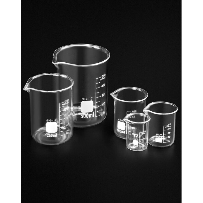Lot de 5 béchers verre gradués (25-500ml) | Labo & Cuisine | Jusqu'à -35%