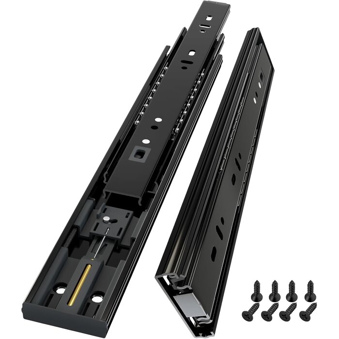 Glissières tiroir acier 250mm, charge 45kg, extension totale - Jusqu'à 35% !