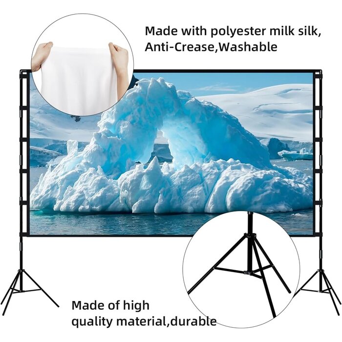 Écran projecteur portable 120" 4K HD anti-plis avec support - Jusqu'à -35%