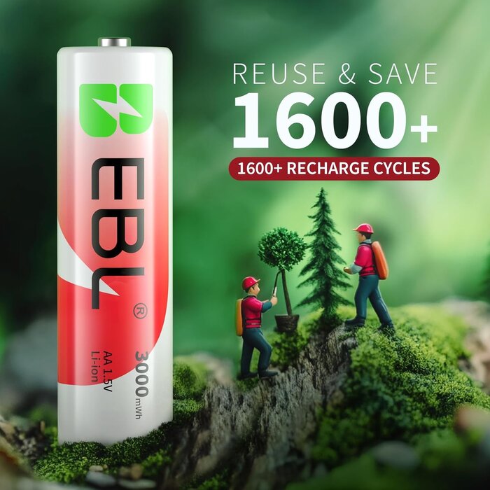 Piles rechargeables AA Lithium (8 pièces) avec chargeur - Jusqu'à -35%