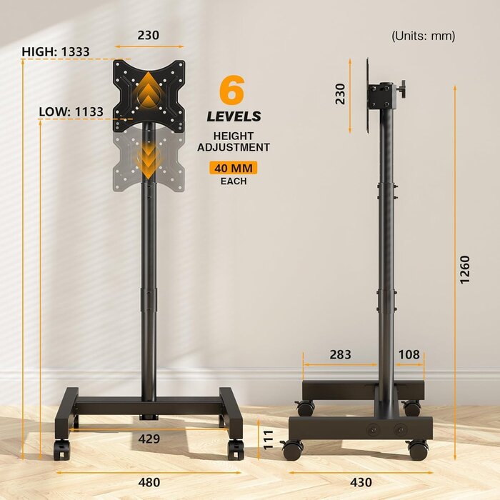 Support TV Mobile 13-50" Réglable & Rotatif - Votre Offre Outlet jusqu'à -35%