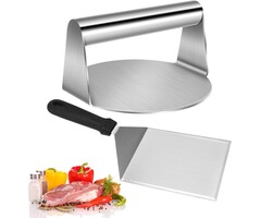 Kit Smash Burgers 3 pièces inox avec spatule et presse de 13,8 cm - Jusqu'à -35% !
