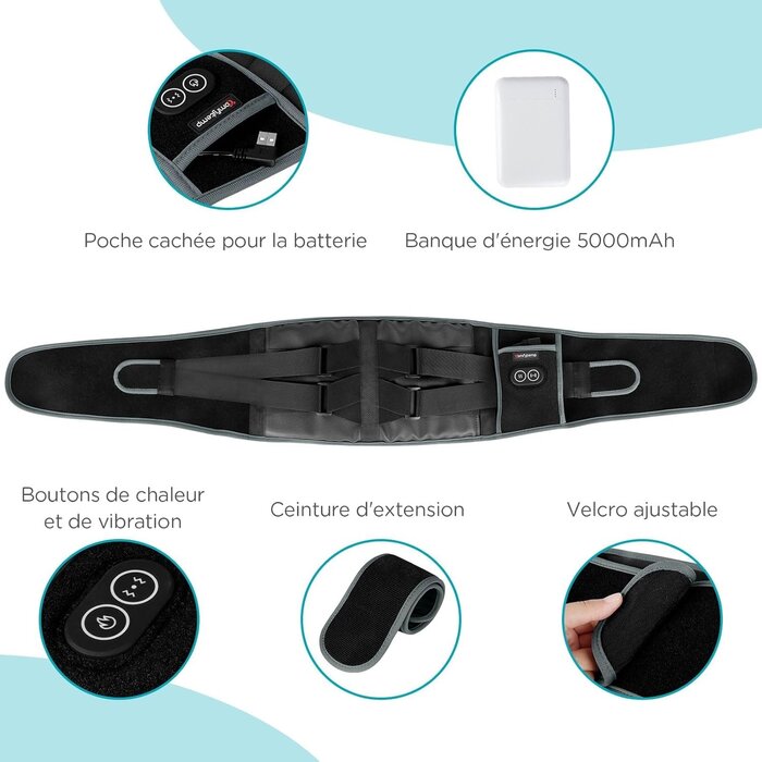 Soulagez votre dos et abdomen : Ceinture lombaire chauffante sans fil jusqu'à 35% !