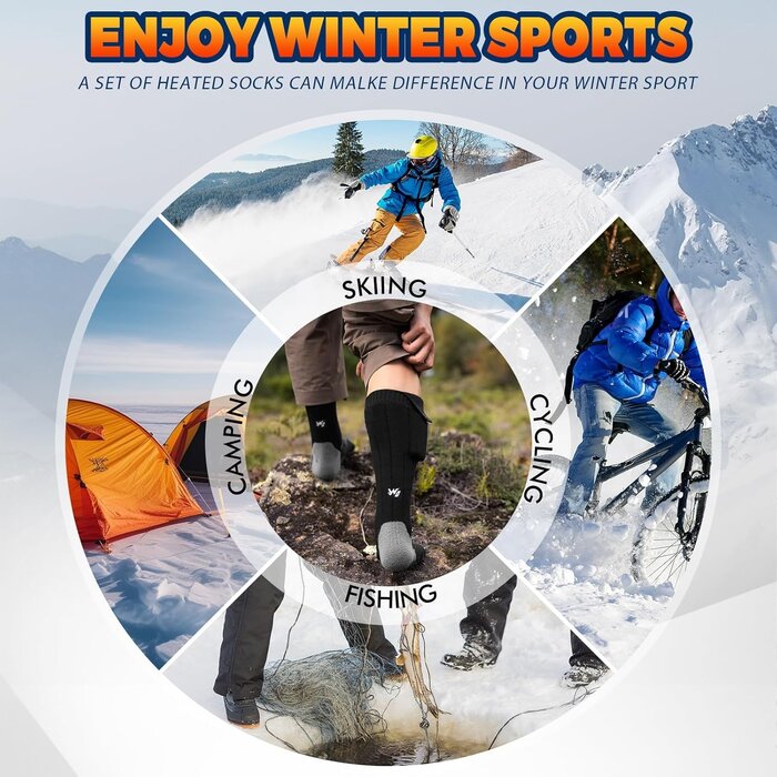 Chaussettes chauffantes rechargeables 5000 mAh | Chaleur intense jusqu'à -35%