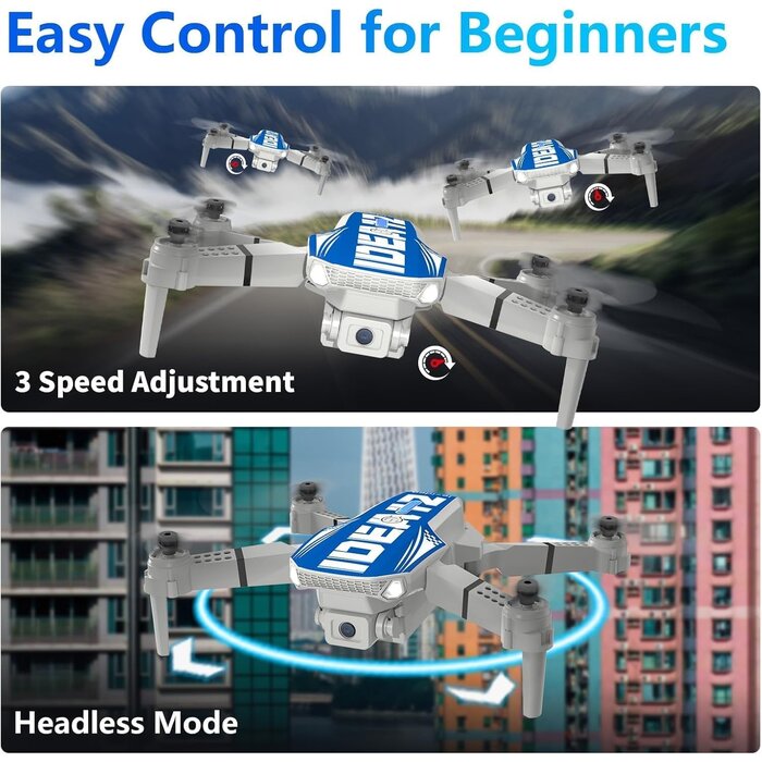 Drone Bleu compact 1080P & détection 270° - Jusqu'à 35% de réduction !