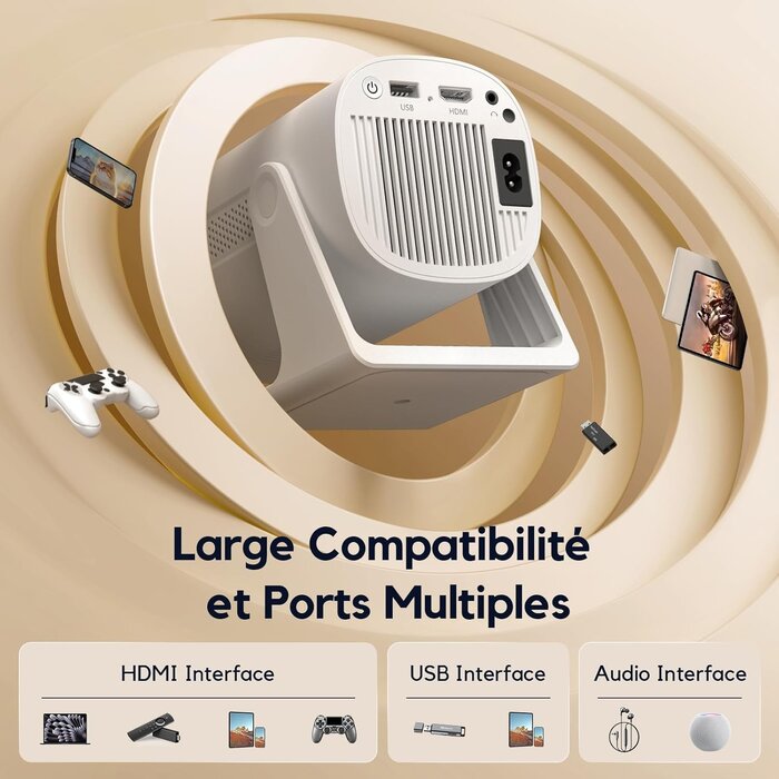 Mini Projecteur Full HD 1080p Portable 270° & Auto-Correction - Jusqu'à -35%