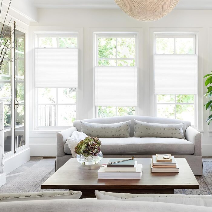 Store plissé blanc tamisant 70x130cm - Pose facile sans perçage | Jusqu'à -35% !