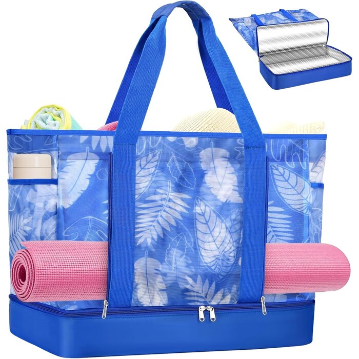 Grand Sac Plage Maille Femme Isotherme & Multipoches - Jusqu'à -35% !