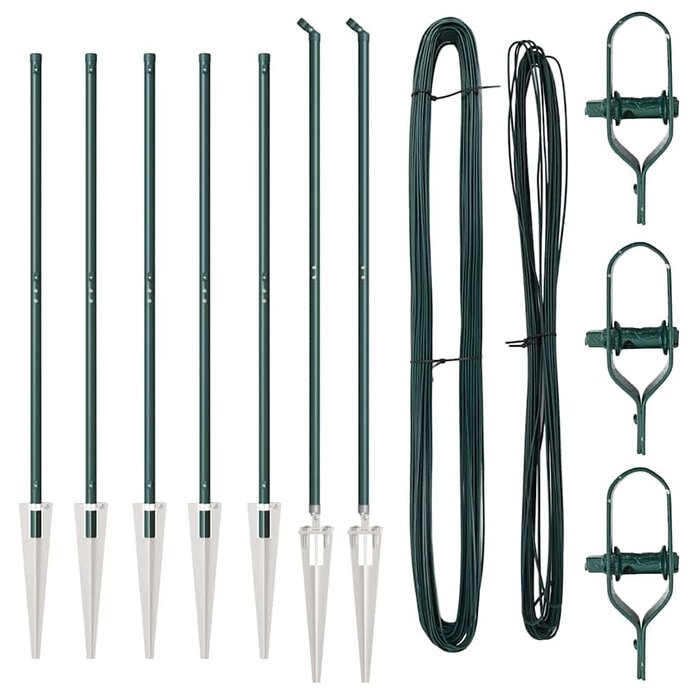 Poteaux de clôture acier galvanisé vert - 7 pcs | Jusqu'à 35% de réduction !