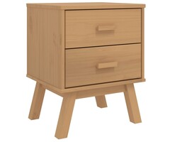 Table de chevet OLDEN en pin massif marron, 2 tiroirs - Jusqu'à 35% de rabais !