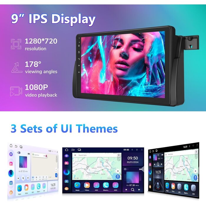 Autoradio 9" Android 13 CarPlay Auto sans fil pour E46 - Jusqu'à -35% !